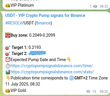 Access the Binance pump signal confirmation for RESOLV at 11 July 2025, 09:02 Binance pump signal confirmation for RESOLV at 11 July 2025, 09:02