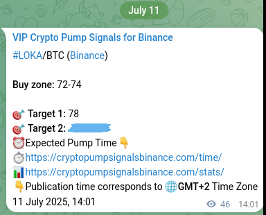 Signal verification: Confirm LOKA pump on Binance at 11 July 2025, 15:16 Proof of LOKA pump signal on Binance at 11 July 2025, 15:16