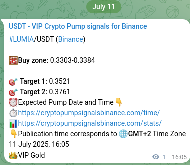See the trading signal proof for LUMIA on Binance, 11 July 2025, 16:07 Trading signal proof for LUMIA on Binance, 11 July 2025, 16:07