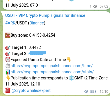 Binance trading signal proof for ARK pump, 12 July 2025, 03:39 Binance trading signal proof for ARK pump, 12 July 2025, 03:39