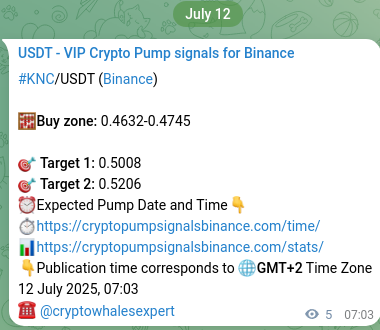 See the authenticated proof of KNC's pump signal on Binance, 12 July 2025, 07:12 Authenticated proof of KNC's pump signal on Binance, 12 July 2025, 07:12