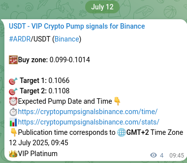 View the proof of ARDR pump signal on Binance at 12 July 2025, 09:52 Proof of ARDR pump signal on Binance at 12 July 2025, 09:52