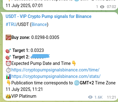 Check the Binance signal verification for TRU pump, 13 July 2025, 08:23 Binance signal verification for TRU pump, 13 July 2025, 08:23