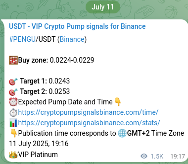 View the signal proof for PENGU pump on Binance at 13 July 2025, 12:05 Signal proof for PENGU pump on Binance at 13 July 2025, 12:05