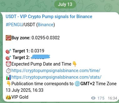 Binance pump signal data for PENGU at 13 July 2025, 21:26 Binance pump signal data for PENGU at 13 July 2025, 21:26