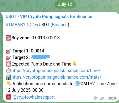 Crypto market signal proof: 1MBABYDOGE pump on Binance, 14 July 2025, 06:57