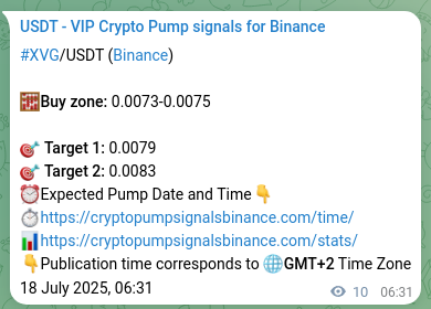 Signal verification: XVG pump on Binance at 18 July 2025, 06:46
