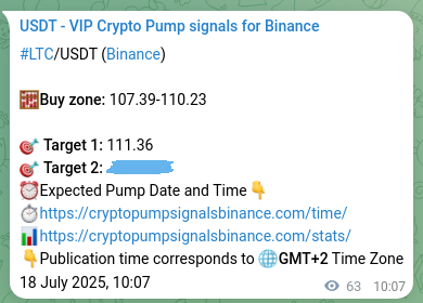 Trading signal confirmation: LTC pump on Binance at 18 July 2025, 11:53