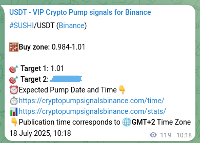 Signal authentication: SUSHI pump on Binance at 18 July 2025, 13:36