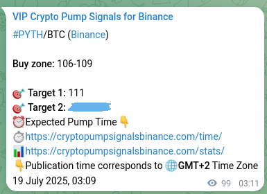 Trading proof verification: PYTH signal on Binance, 19 July 2025, 05:55 Market signal verification: PYTH on Binance at 19 July 2025, 05:55
