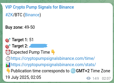 Pump confirmation analysis: ZK signal evidence on Binance, 19 July 2025, 06:15 Proof of ZK pump signal on Binance at 19 July 2025, 06:15
