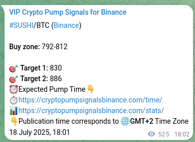 Trading verification: Confirm SUSHI signal accuracy on Binance, 19 July 2025, 08:37 Proof of SUSHI pump signal on Binance at 19 July 2025, 08:37