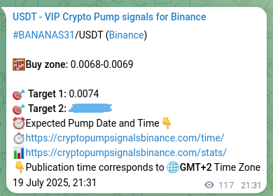 BANANAS31 pump signal verification from Binance, timestamp: 20 July 2025, 00:45