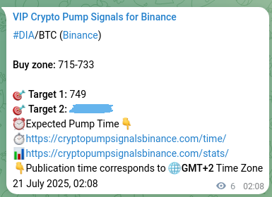 View the proof of DIA pump signal on Binance at 21 July 2025, 02:16 Binance exchange signal proof for DIA, 21 July 2025, 02:16
