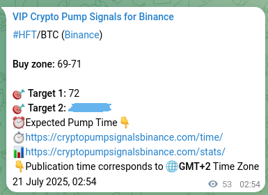 Crypto pump signal analytics for HFT on Binance, 21 July 2025, 04:19 Binance pump signal data for HFT at 21 July 2025, 04:19