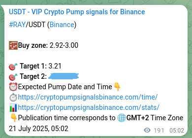 Explore the crypto trading signal verification for RAY pump on Binance, 21 July 2025, 10:20 Crypto trading signal verification: RAY pump on Binance, 21 July 2025, 10:20
