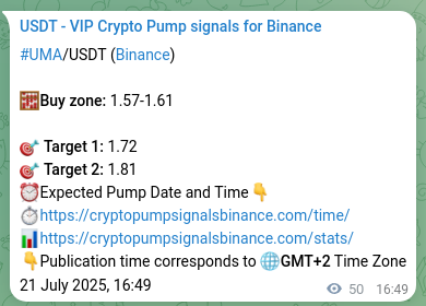 Authenticate statistical results: UMA pump signal validation on Binance, 21 July 2025, 18:13 Statistical confirmation: UMA pump signal validation on Binance, 21 July 2025, 18:13