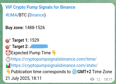 Market validation: Confirm UMA pump proof on Binance, 21 July 2025, 18:30 Signal confirmation: UMA pump verification on Binance, 21 July 2025, 18:30