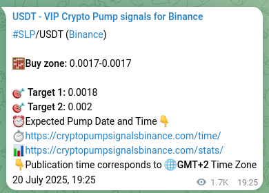 Access the Binance pump signal confirmation for SLP at 22 July 2025, 17:47 Binance pump signal confirmation for SLP at 22 July 2025, 17:47