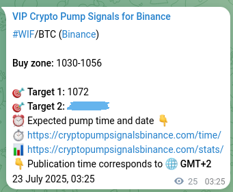 Binance exchange signal proof for WIF, 23 July 2025, 04:10