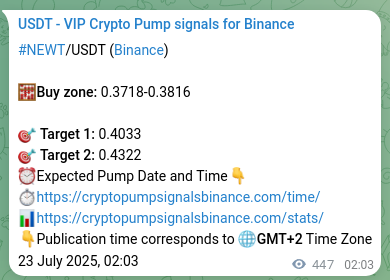 Empirical validation: NEWT signal performance proof on Binance, 23 July 2025, 14:27