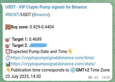 Backtesting proof: NEWT signal historical accuracy on Binance, 23 July 2025, 15:35