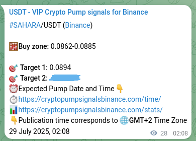 Trading signal proof: SAHARA pump from Binance, 29 July 2025, 02:52 Trading signal proof: SAHARA pump from Binance, 29 July 2025, 02:52
