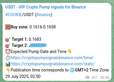 Authenticate the market signal for COOKIE on Binance at 29 July 2025, 08:32 Market signal authentication: COOKIE on Binance at 29 July 2025, 08:32