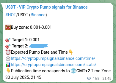 Crypto trading signal proof: HOT pump on Binance, 31 July 2025, 02:25 Crypto trading signal proof: HOT pump on Binance, 31 July 2025, 02:25