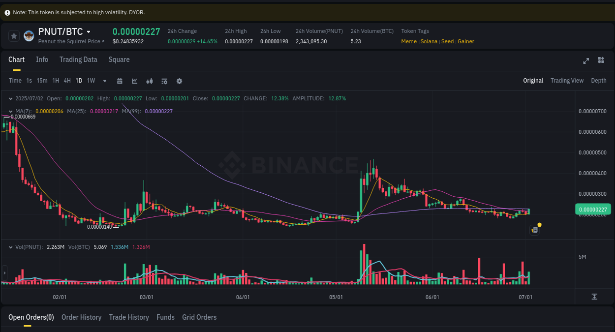 Binance pump data for PNUT at 02 July 2025, 22:35 Binance exchange pump report for PNUT, 02 July 2025, 22:35