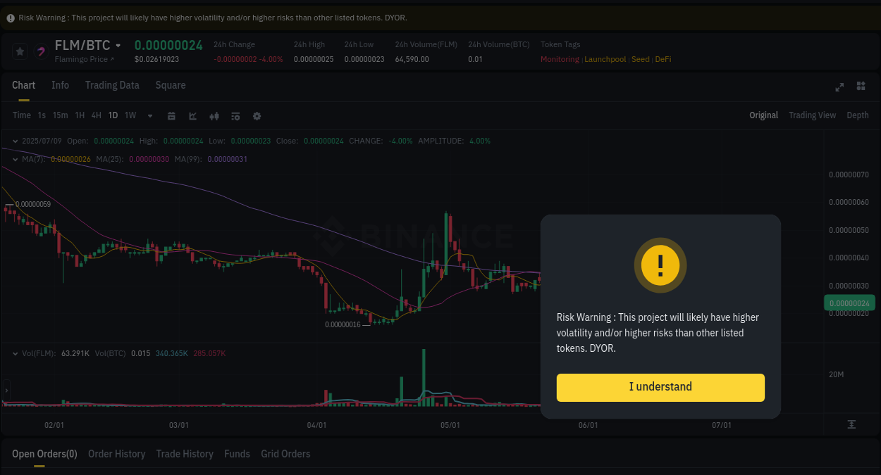View the report of FLM pump on Binance at 09 July 2025, 18:06 Crypto trading report: FLM pump on Binance, 09 July 2025, 18:06