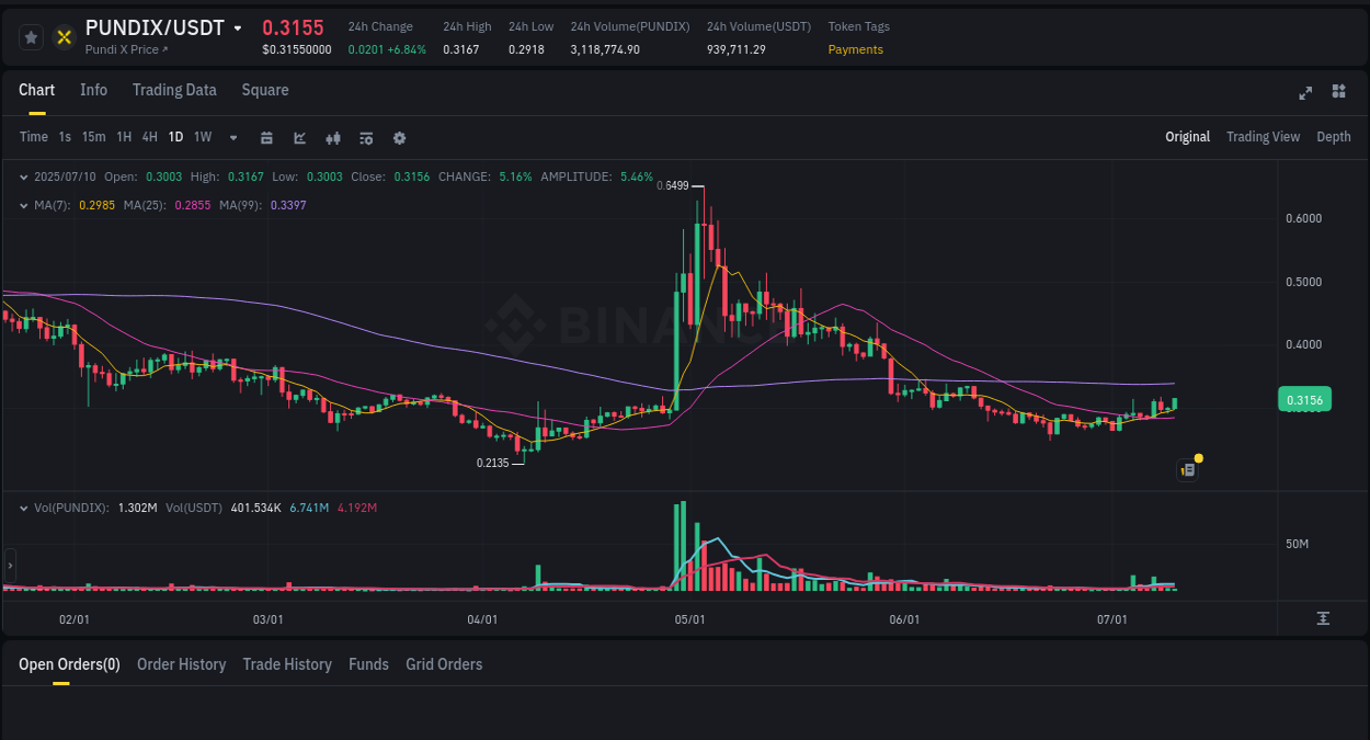 Trading insight: PUNDIX pump report from Binance, 10 July 2025, 02:20 Trading insight: PUNDIX pump report from Binance, 10 July 2025, 02:20