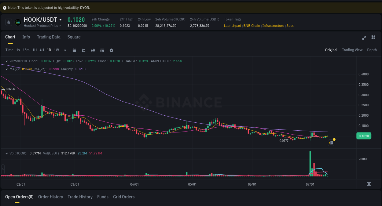 Get trading insights from HOOK pump report on Binance, 10 July 2025, 04:33 Trading data insight: HOOK pump report from Binance, 10 July 2025, 04:33