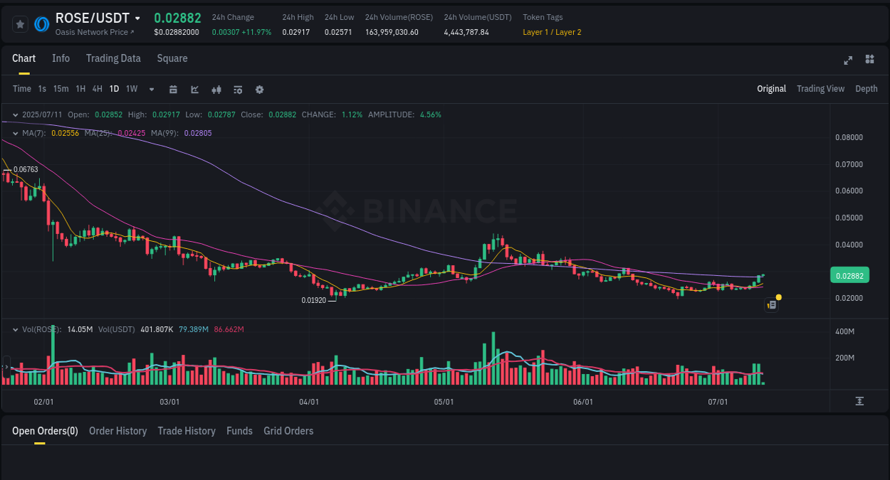 Get trading insights from ROSE pump report on Binance, 11 July 2025, 03:12 Trading data insight: ROSE pump report from Binance, 11 July 2025, 03:12
