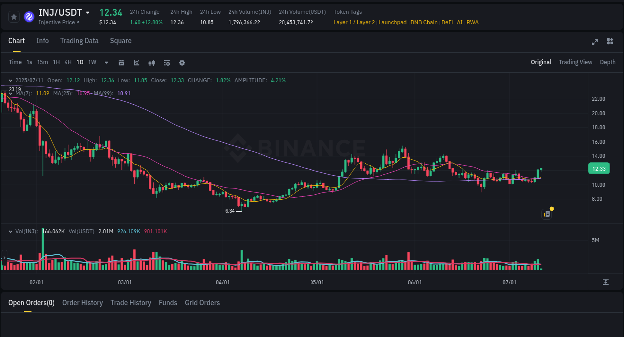 Binance pump data for INJ at 11 July 2025, 04:20 Binance pump data for INJ at 11 July 2025, 04:20