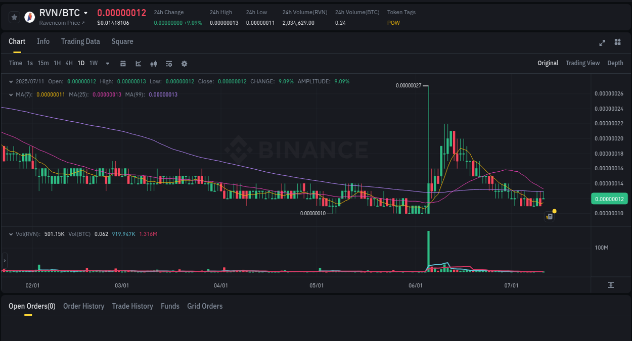 View the report of RVN pump on Binance at 11 July 2025, 12:19 Market analysis: RVN pump on Binance at 11 July 2025, 12:19