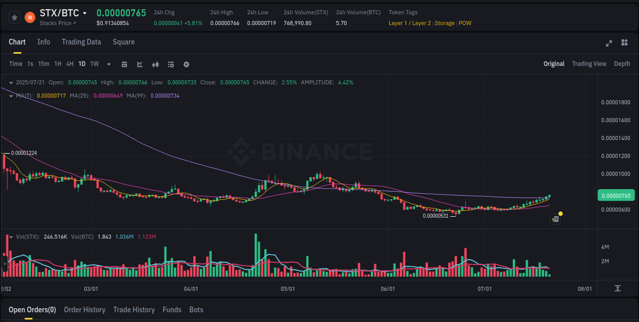 Price discovery insights: STX rally on Binance, 21 July 2025, 09:10 Trading velocity: STX pump dynamics on Binance, 21 July 2025, 09:10