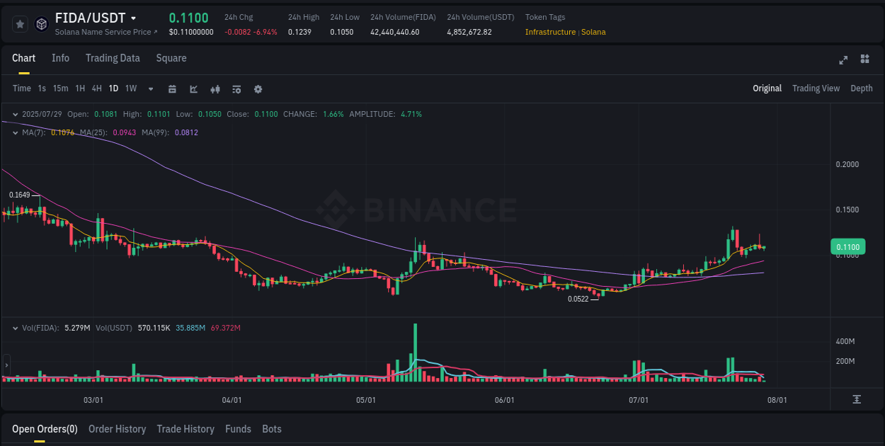 Gain insights into FIDA's pump activity on Binance, 29 July 2025, 06:10 Detailed analysis of FIDA's price surge on Binance, 29 July 2025, 06:10