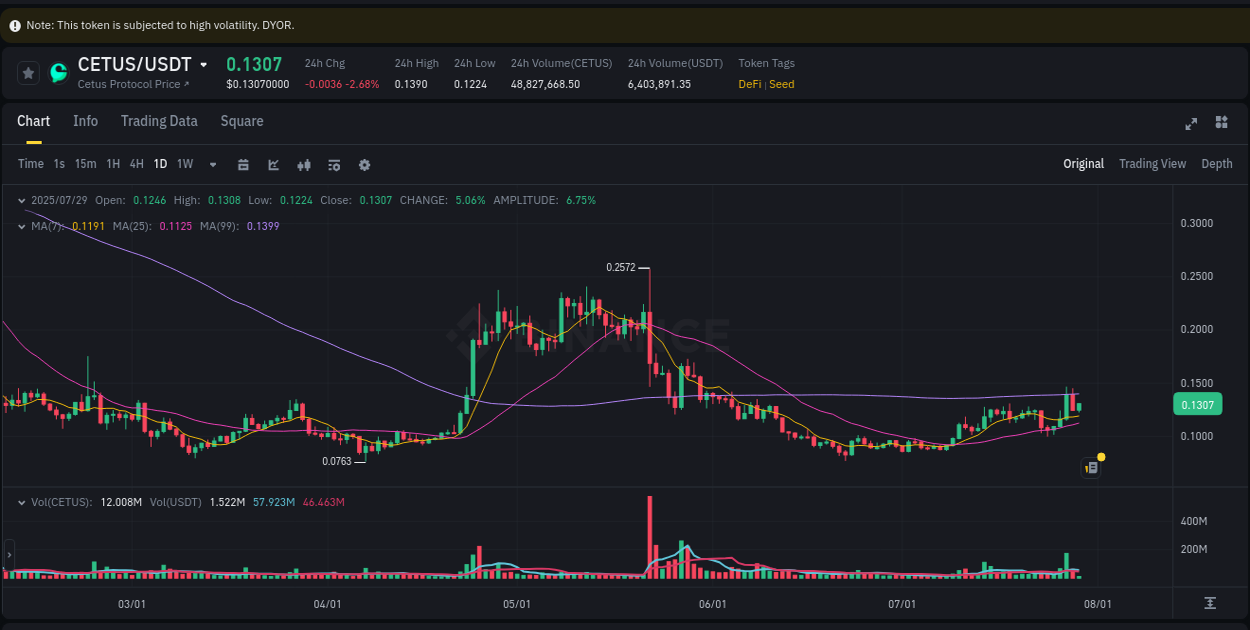 Track systematic patterns: CETUS breakout study on Binance, 29 July 2025, 09:11 Systematic analysis: CETUS breakout pattern on Binance, 29 July 2025, 09:11