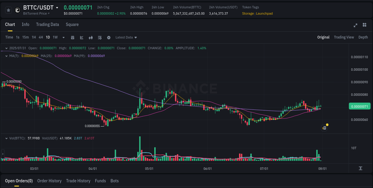 Binance pump data for BTTC at 31 July 2025, 02:09 Binance pump data for BTTC at 31 July 2025, 02:09