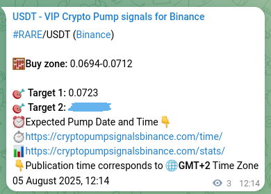 Verify the crypto signal proof for RARE on Binance, 05 August 2025, 12:19 Crypto signal proof: RARE pump on Binance, 05 August 2025, 12:19