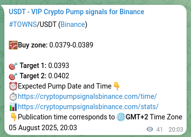 Watch the live proof of TOWNS pump signal on Binance, 05 August 2025, 21:08 Live proof of TOWNS pump signal on Binance, 05 August 2025, 21:08