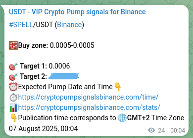 View the proof of SPELL pump signal on Binance at 07 August 2025, 00:44 Proof of SPELL pump signal on Binance at 07 August 2025, 00:44