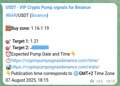 View the proof of BAR pump signal on Binance at 07 August 2025, 22:12 Proof of BAR pump signal on Binance at 07 August 2025, 22:12