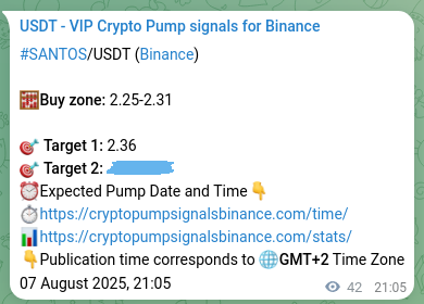 Explore the SANTOS pump signal verification from Binance, timestamp: 07 August 2025, 22:14 SANTOS pump signal verification from Binance, timestamp: 07 August 2025, 22:14