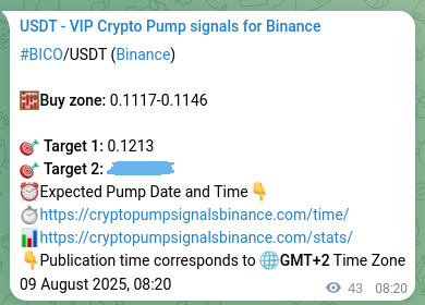 Authenticate the signal for BICO pump on Binance at 09 August 2025, 09:31 Signal authentication: BICO pump on Binance at 09 August 2025, 09:31