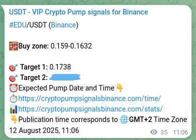 Crypto pump signal analytics for EDU on Binance, 12 August 2025, 12:03 Crypto pump signal analytics for EDU on Binance, 12 August 2025, 12:03