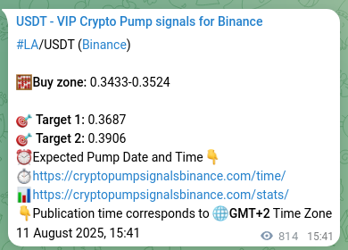 Confirm the trading signal for LA pump on Binance at 12 August 2025, 14:14 Trading signal confirmation: LA pump on Binance at 12 August 2025, 14:14