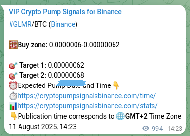 Signal accuracy review: GLMR pump confirmation on Binance, 12 August 2025, 17:58 Crypto trading signal proof: GLMR pump on Binance, 12 August 2025, 17:58