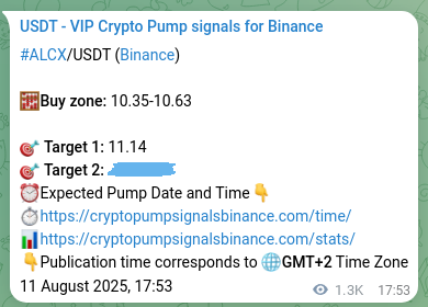 Binance exchange signal confirmation for ALCX, 13 August 2025, 06:40
